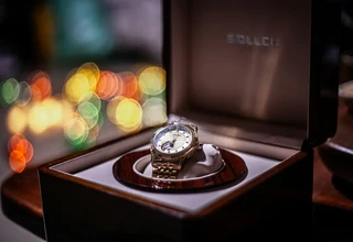 Luxury automatic watch winder displaying a gold timepiece in a premium wooden case, representing professional horological storage solutions for high-value watch collections